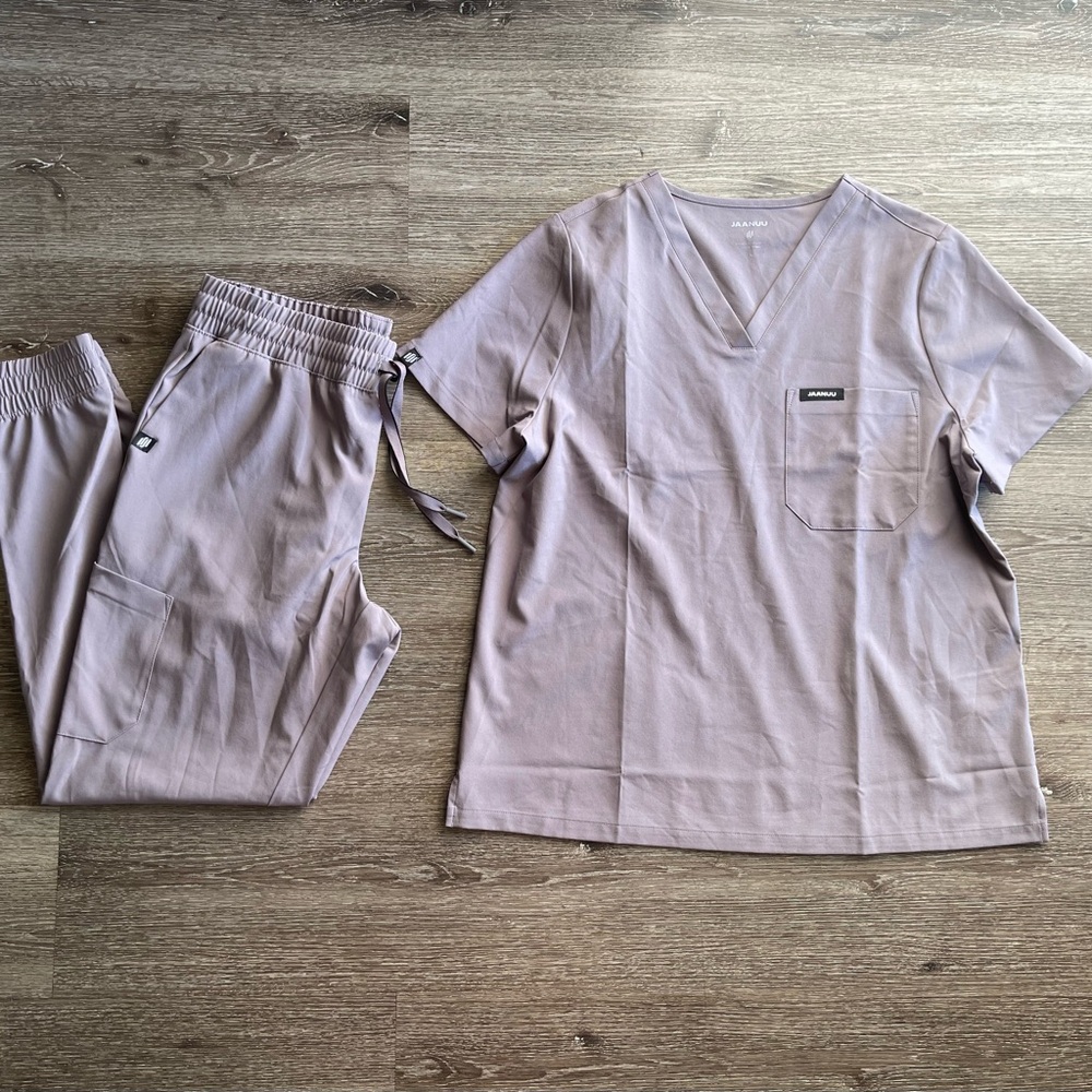 Jaanuu Women's V-Neck Scrub Set in Lavender